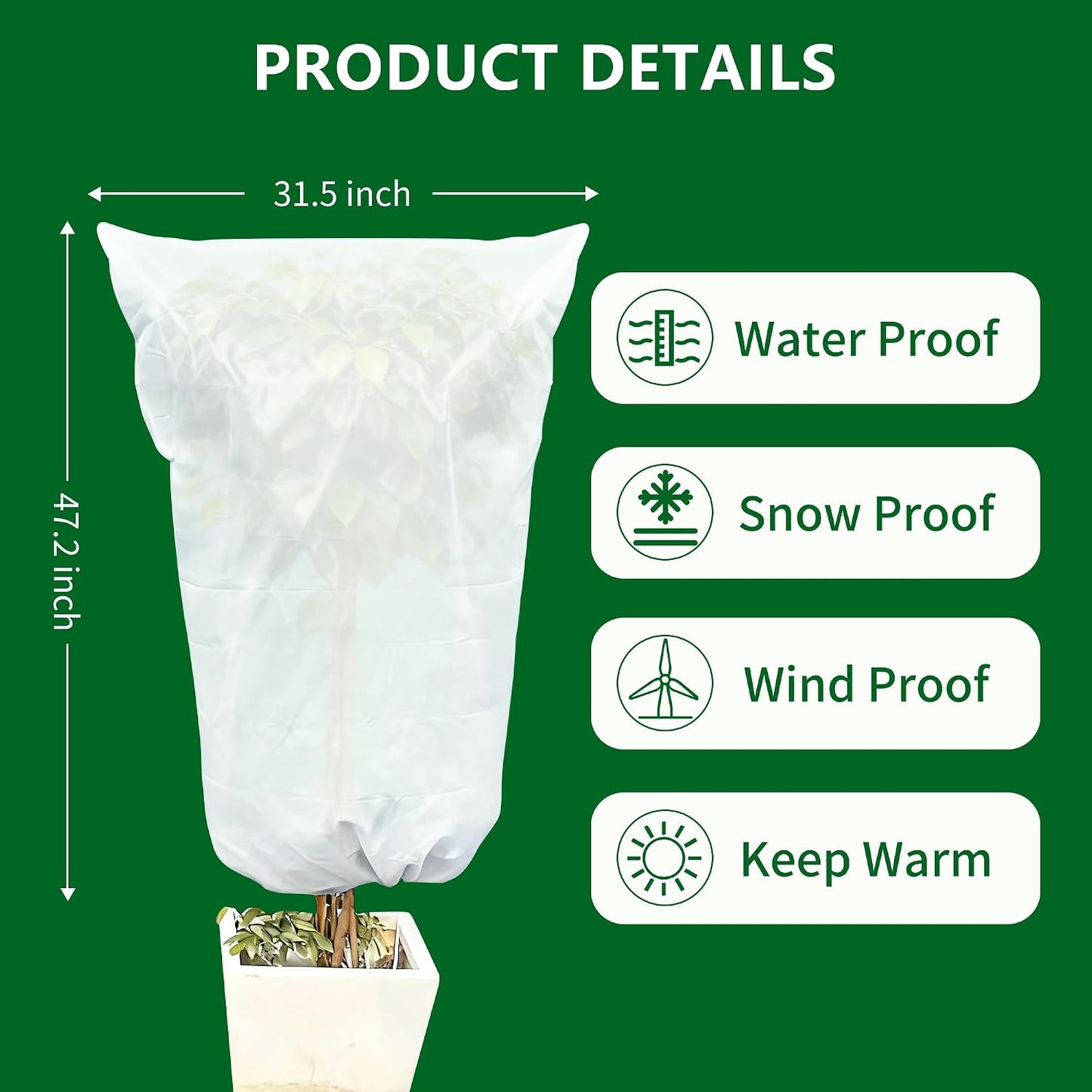 Plant Covers Wind and Frost Protection, Plant Covers with Zipper Drawstring