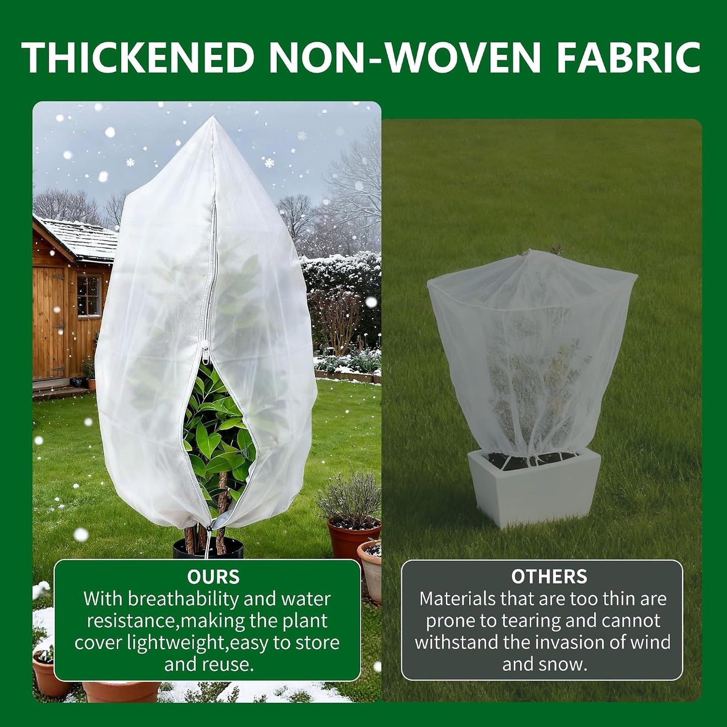 Plant Covers Wind and Frost Protection, Plant Covers with Zipper Drawstring