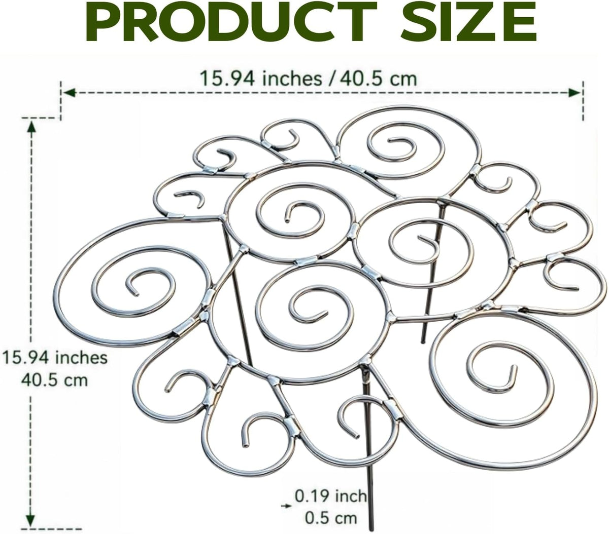 Metal Plant Support Ring for Garden, Peony Cages and Supports for Outdoor Plants, Heavy Duty Grow Through Flower Support Hoops for Peonies Dahlias Tomatoes Hydrangeas (L)