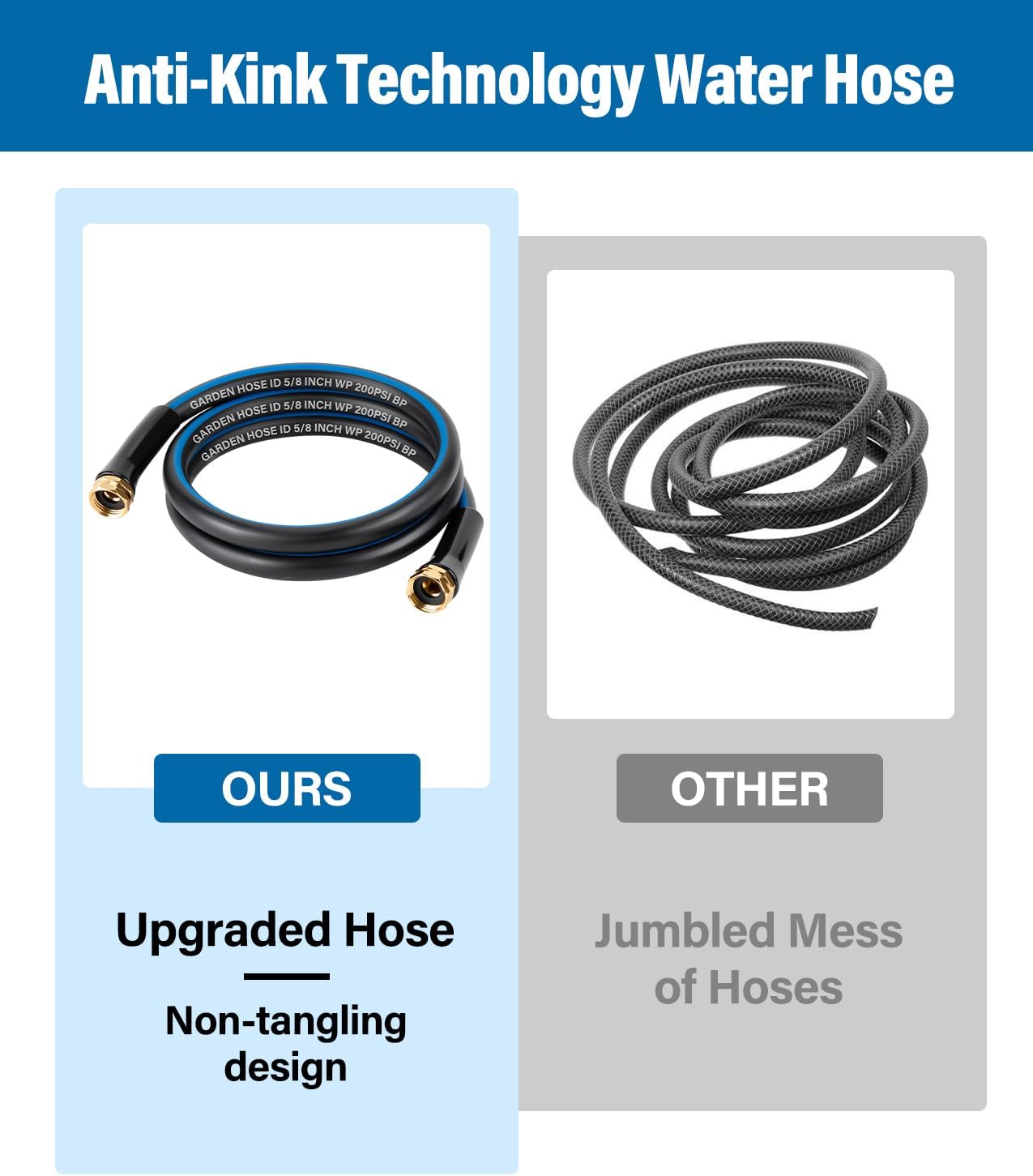 Short Garden Lead-In Hose 6ft X 5/8" Female to Female, 6 Feet Flexible Leader Water Hose With Swivel Handle, Heavy Duty Small Garden Water Hose for Outdoor Indoor
