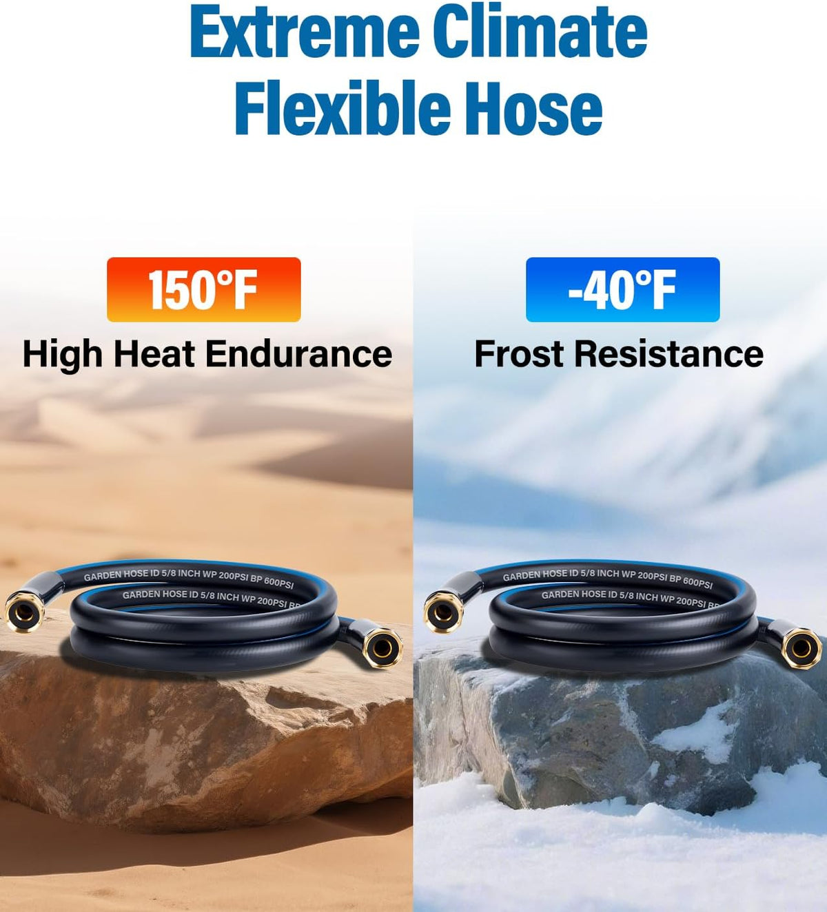 Short Garden Lead-In Hose 6ft X 5/8" Female to Female, 6 Feet Flexible Leader Water Hose With Swivel Handle, Heavy Duty Small Garden Water Hose for Outdoor Indoor