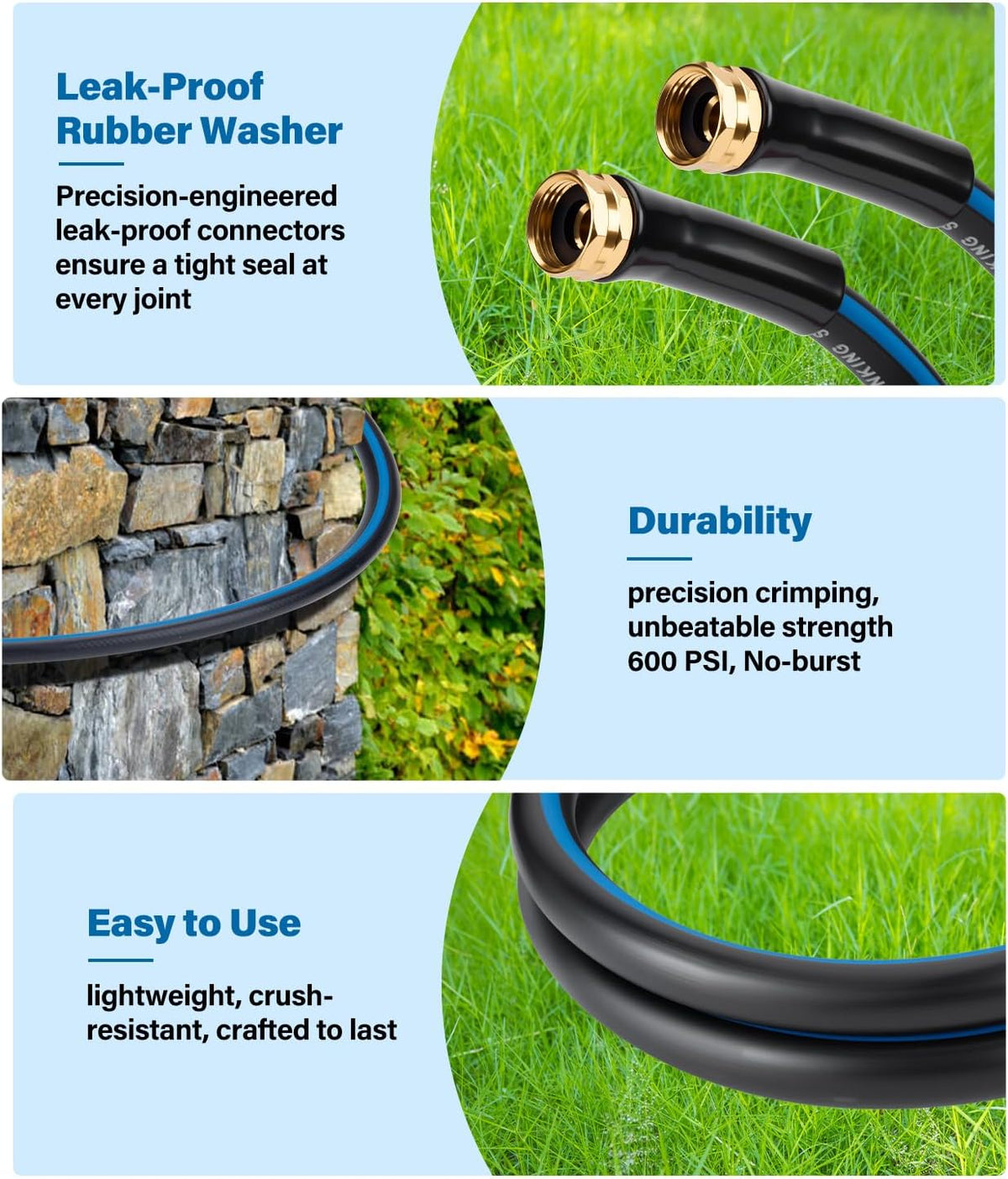 Short Garden Lead-In Hose 6ft X 5/8" Female to Female, 6 Feet Flexible Leader Water Hose With Swivel Handle, Heavy Duty Small Garden Water Hose for Outdoor Indoor