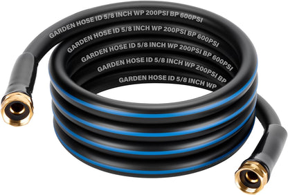 Short Garden Lead-In Hose 6ft X 5/8" Female to Female, 6 Feet Flexible Leader Water Hose With Swivel Handle, Heavy Duty Small Garden Water Hose for Outdoor Indoor