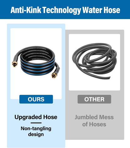 Short Garden Lead-In Hose 6ft X 5/8" Female to Female, 6 Feet Flexible Leader Water Hose With Swivel Handle, Heavy Duty Small Garden Water Hose for Outdoor Indoor