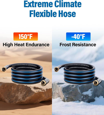 Short Garden Lead-In Hose 6ft X 5/8" Female to Female, 6 Feet Flexible Leader Water Hose With Swivel Handle, Heavy Duty Small Garden Water Hose for Outdoor Indoor