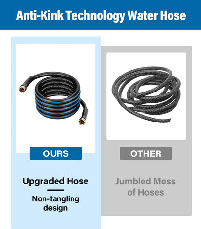 Short Garden Lead-In Hose 6ft X 5/8" Female to Female, 6 Feet Flexible Leader Water Hose With Swivel Handle, Heavy Duty Small Garden Water Hose for Outdoor Indoor