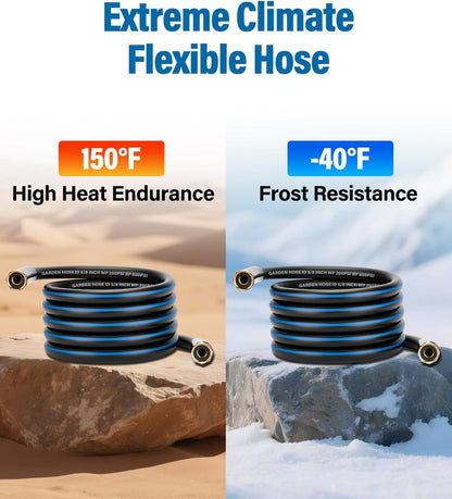 Short Garden Lead-In Hose 6ft X 5/8" Female to Female, 6 Feet Flexible Leader Water Hose With Swivel Handle, Heavy Duty Small Garden Water Hose for Outdoor Indoor