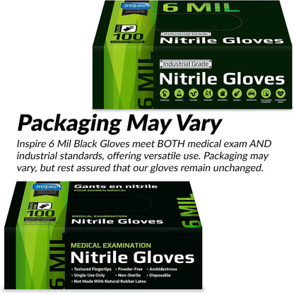 Black Nitrile Gloves HEAVY DUTY 6 Mil Nitrile Chemical Resistant Medical Cooking Cleaning Disposable Black Gloves