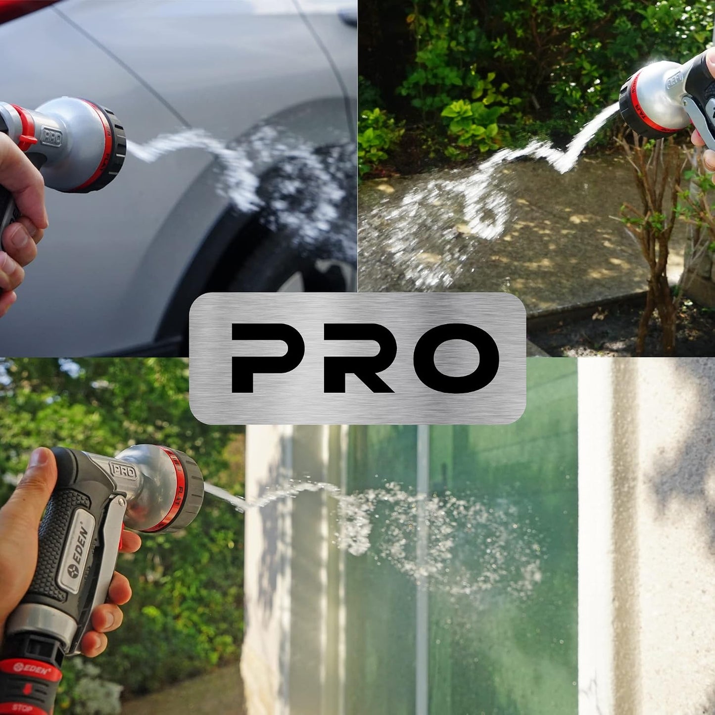 PRO 94833 Metal Front Trigger 6-Pattern Turbo Nozzle | Heavy-Duty Hose Sprayer for Garden, Lawn, Plants, Outdoor Cleaning, Durable Aluminum Core, Quick Connect Set Bundle