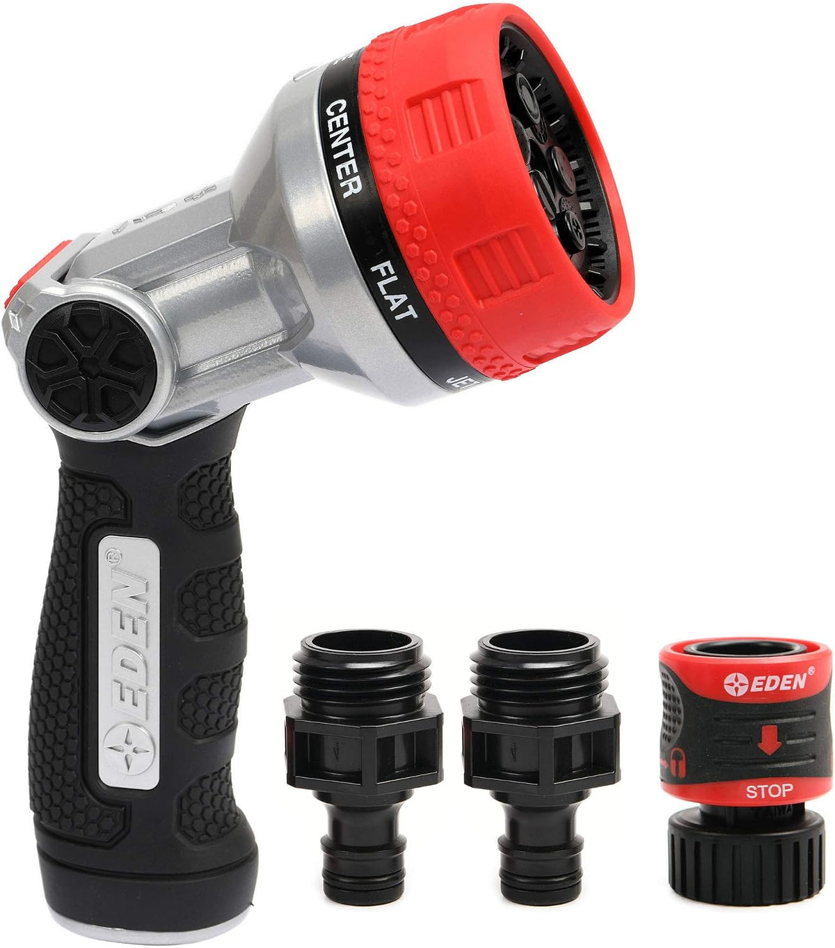 PRO 94833 Metal Front Trigger 6-Pattern Turbo Nozzle | Heavy-Duty Hose Sprayer for Garden, Lawn, Plants, Outdoor Cleaning, Durable Aluminum Core, Quick Connect Set Bundle