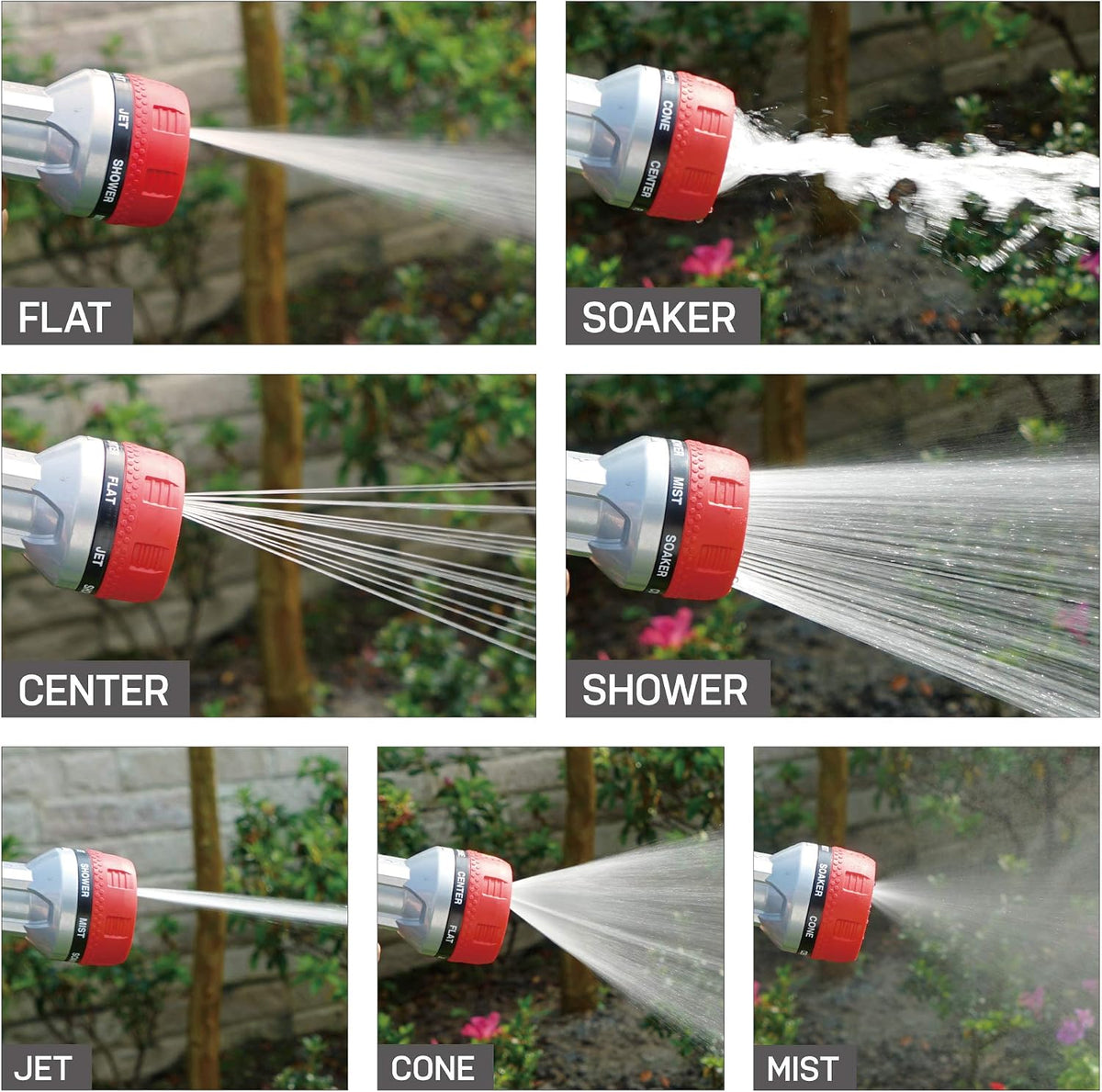 PRO 94833 Metal Front Trigger 6-Pattern Turbo Nozzle | Heavy-Duty Hose Sprayer for Garden, Lawn, Plants, Outdoor Cleaning, Durable Aluminum Core, Quick Connect Set Bundle