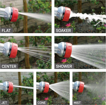 PRO 94833 Metal Front Trigger 6-Pattern Turbo Nozzle | Heavy-Duty Hose Sprayer for Garden, Lawn, Plants, Outdoor Cleaning, Durable Aluminum Core, Quick Connect Set Bundle