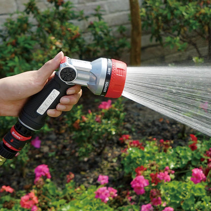 PRO 94833 Metal Front Trigger 6-Pattern Turbo Nozzle | Heavy-Duty Hose Sprayer for Garden, Lawn, Plants, Outdoor Cleaning, Durable Aluminum Core, Quick Connect Set Bundle