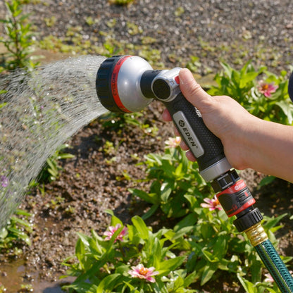 PRO 94833 Metal Front Trigger 6-Pattern Turbo Nozzle | Heavy-Duty Hose Sprayer for Garden, Lawn, Plants, Outdoor Cleaning, Durable Aluminum Core, Quick Connect Set Bundle