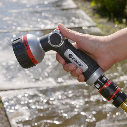 PRO 94833 Metal Front Trigger 6-Pattern Turbo Nozzle | Heavy-Duty Hose Sprayer for Garden, Lawn, Plants, Outdoor Cleaning, Durable Aluminum Core, Quick Connect Set Bundle