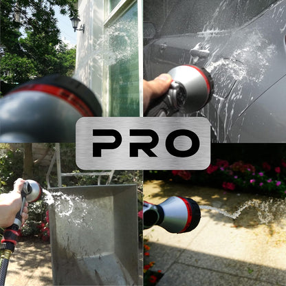 PRO 94833 Metal Front Trigger 6-Pattern Turbo Nozzle | Heavy-Duty Hose Sprayer for Garden, Lawn, Plants, Outdoor Cleaning, Durable Aluminum Core, Quick Connect Set Bundle