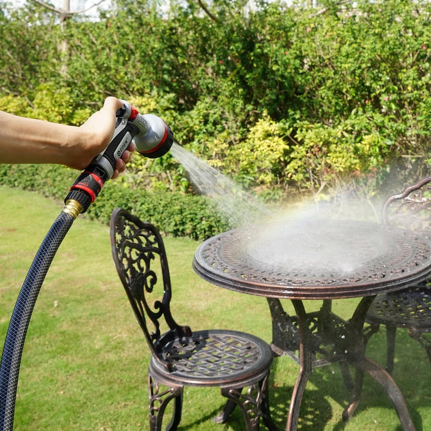 PRO 94833 Metal Front Trigger 6-Pattern Turbo Nozzle | Heavy-Duty Hose Sprayer for Garden, Lawn, Plants, Outdoor Cleaning, Durable Aluminum Core, Quick Connect Set Bundle