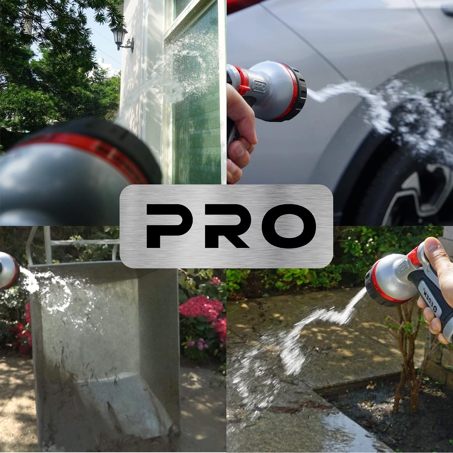PRO 94833 Metal Front Trigger 6-Pattern Turbo Nozzle | Heavy-Duty Hose Sprayer for Garden, Lawn, Plants, Outdoor Cleaning, Durable Aluminum Core, Quick Connect Set Bundle