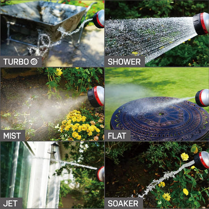 PRO 94833 Metal Front Trigger 6-Pattern Turbo Nozzle | Heavy-Duty Hose Sprayer for Garden, Lawn, Plants, Outdoor Cleaning, Durable Aluminum Core, Quick Connect Set Bundle