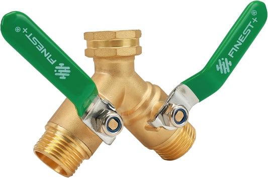 + Garden Hose Splitter 2 Way, Heavy Duty Brass Y Valve Garden Hose Splitter With Stainless Steel Long Handle, Full Flow Hose Splitter Connector, Y Valve 3/4 Inch GHT Thread