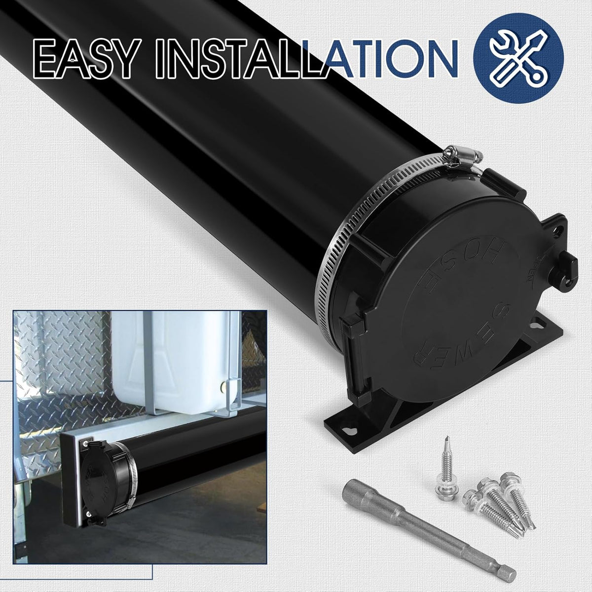 RV Adjustable EZ Hose Carrier TR5094BK, 50-94 Inch, Black