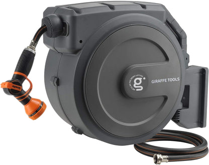 Retractable Garden Hose Reel 1/2"130FT Wall Mount Auto Rewind