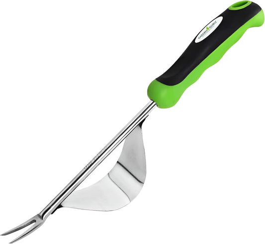 Dandelion Weeder Tool with Fulcrum - Rust Resistant Stainless Steel Weed Puller Weed Puller with Leverage Base, V-Shaped Fork Tip & Ergonomic Handle - for Planting & Weeding (2 Pack)
