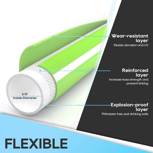 RV Water Hose, 15 FT, 5/8'' Inside Diameter Garden Hose