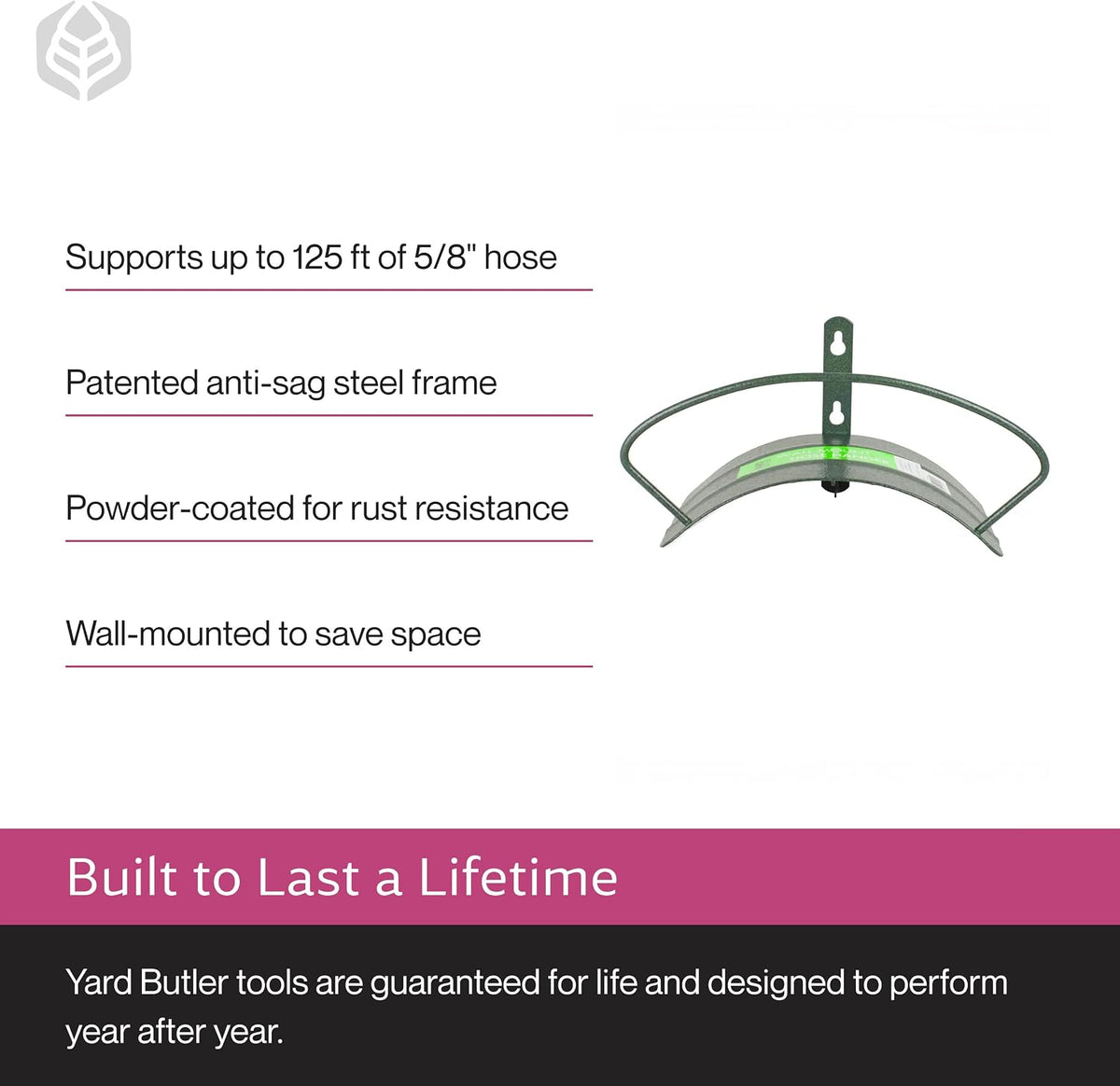 Heavy Duty Wall-Mounted Hose Hanger - Classic Design, Green