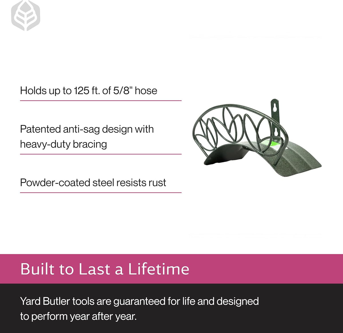 Heavy Duty Wall-Mounted Hose Hanger - Classic Design, Green