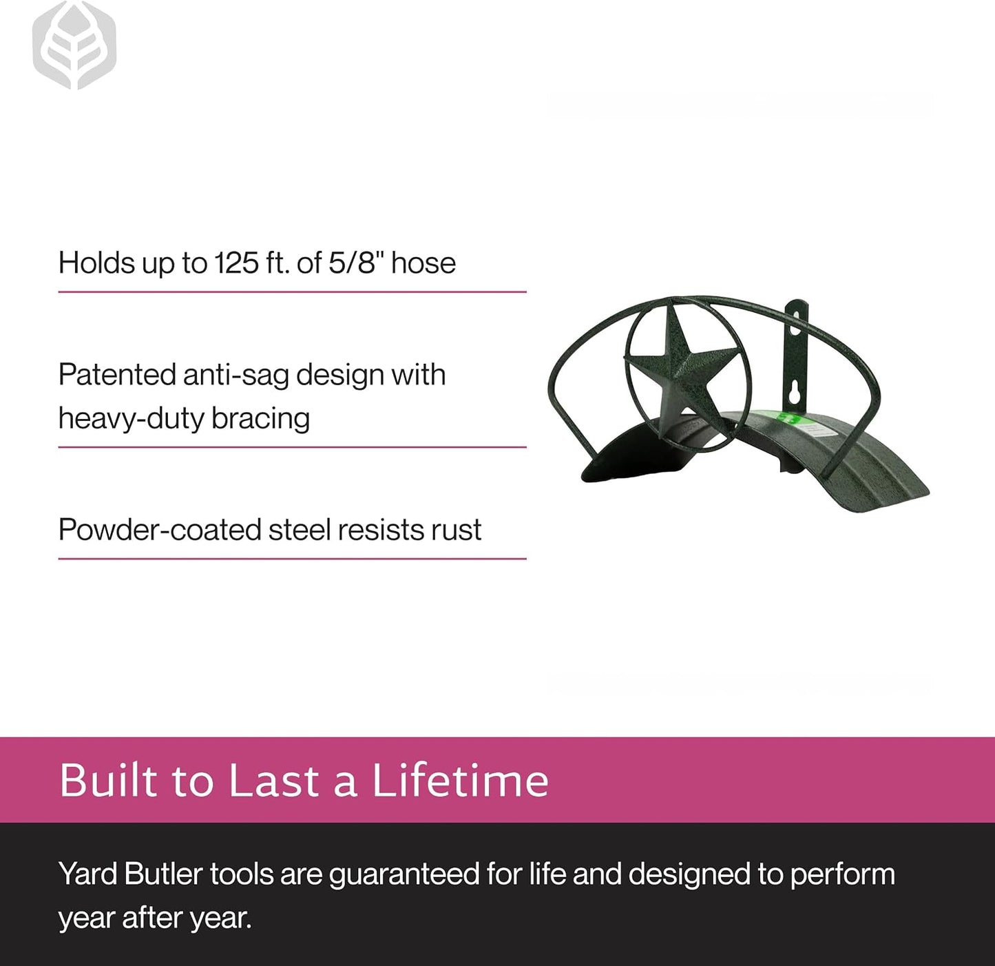 Heavy Duty Wall-Mounted Hose Hanger - Classic Design, Green