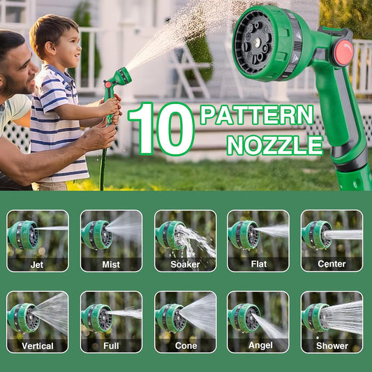 1/2" x 50FT Retractable Garden Hose Reel，With 10 Patterns Spray Nozzle，Portable Heavy Duty Garden Hose Holder for Garden Watering，Car & Patio Washing，Pet Cleaning（Green）