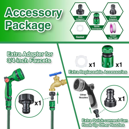 1/2" x 50FT Retractable Garden Hose Reel，With 10 Patterns Spray Nozzle，Portable Heavy Duty Garden Hose Holder for Garden Watering，Car & Patio Washing，Pet Cleaning（Green）