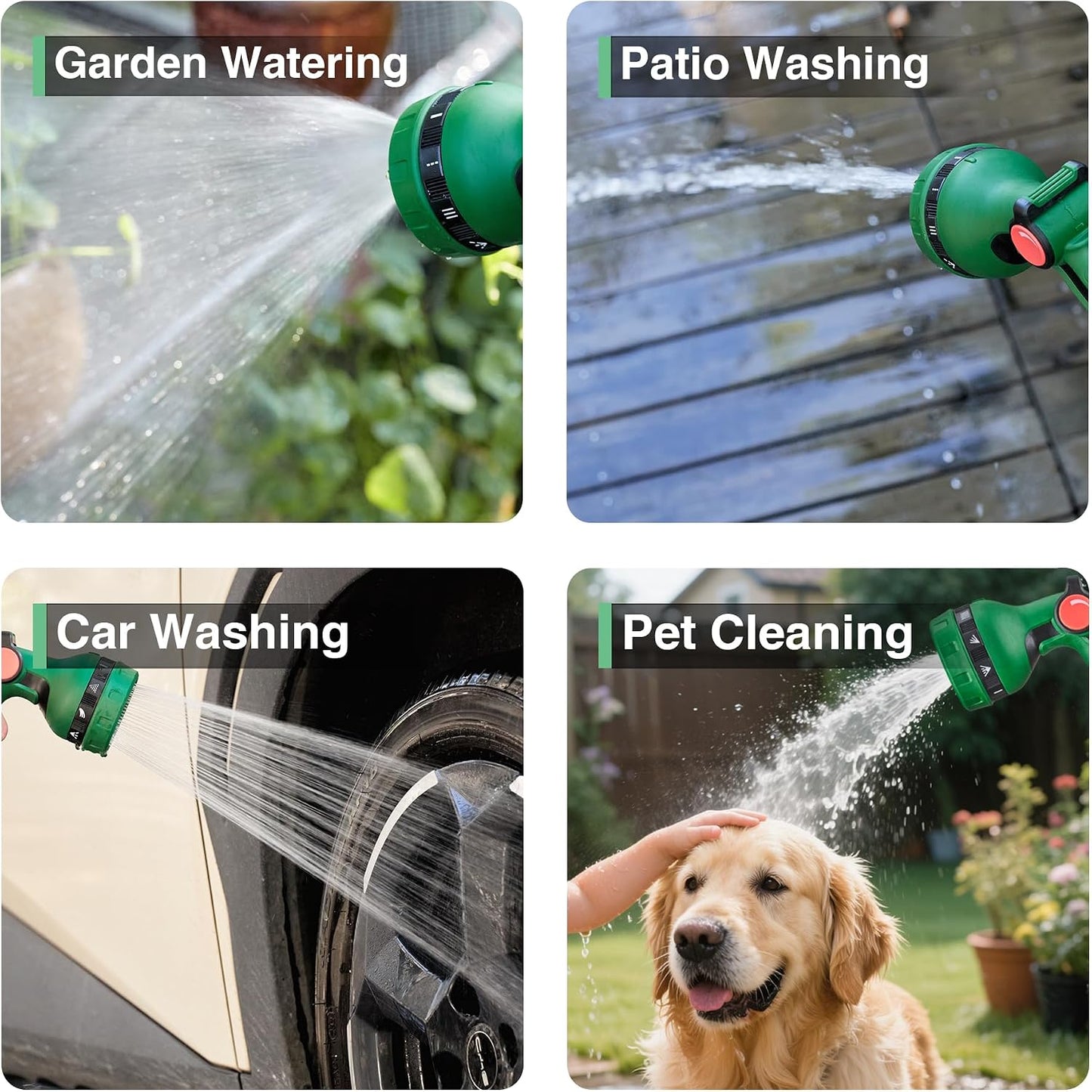 1/2" x 50FT Retractable Garden Hose Reel，With 10 Patterns Spray Nozzle，Portable Heavy Duty Garden Hose Holder for Garden Watering，Car & Patio Washing，Pet Cleaning（Green）
