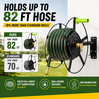 Swivel Hose Reel Wall Mount - 180 Degree Pivot Hose Hanger - Great for Garden Storage - Hose Holder Wall Mount for Air Hose - Heavy Duty Steel Hose Hanger