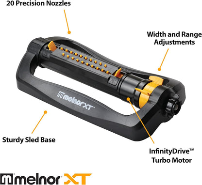 XT Oscillating Sprinkler, 4500 Sq Ft: Flow, Width & Range Adjust