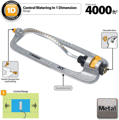 XT Oscillating Sprinkler, 4500 Sq Ft: Flow, Width & Range Adjust