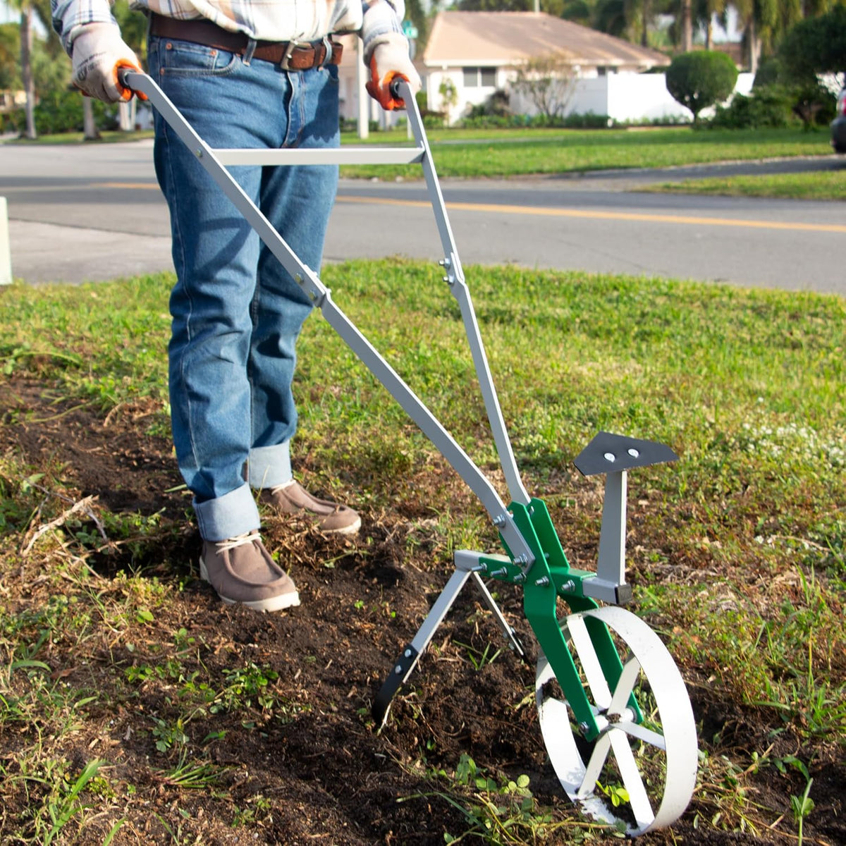 High Wheel Cultivator, Self Cleaning Steel Single Wheel Hoe, Modular Plow Garden Tool for Gardening