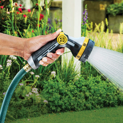 65187AMZ RelaxGrip 8-Pattern Hose Nozzle with Quick Connect Bundle, Ergonomic Rear Trigger, Lightweight Water Nozzle, Arthritis Foundation Ease of Use Certified, Black, Yellow