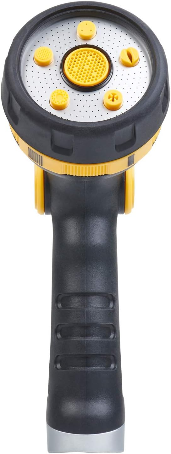 65187AMZ RelaxGrip 8-Pattern Hose Nozzle with Quick Connect Bundle, Ergonomic Rear Trigger, Lightweight Water Nozzle, Arthritis Foundation Ease of Use Certified, Black, Yellow