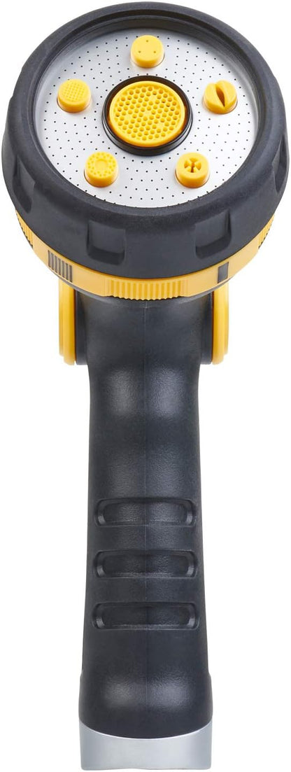 65187AMZ RelaxGrip 8-Pattern Hose Nozzle with Quick Connect Bundle, Ergonomic Rear Trigger, Lightweight Water Nozzle, Arthritis Foundation Ease of Use Certified, Black, Yellow
