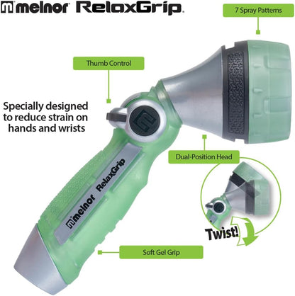 65187AMZ RelaxGrip 8-Pattern Hose Nozzle with Quick Connect Bundle, Ergonomic Rear Trigger, Lightweight Water Nozzle, Arthritis Foundation Ease of Use Certified, Black, Yellow