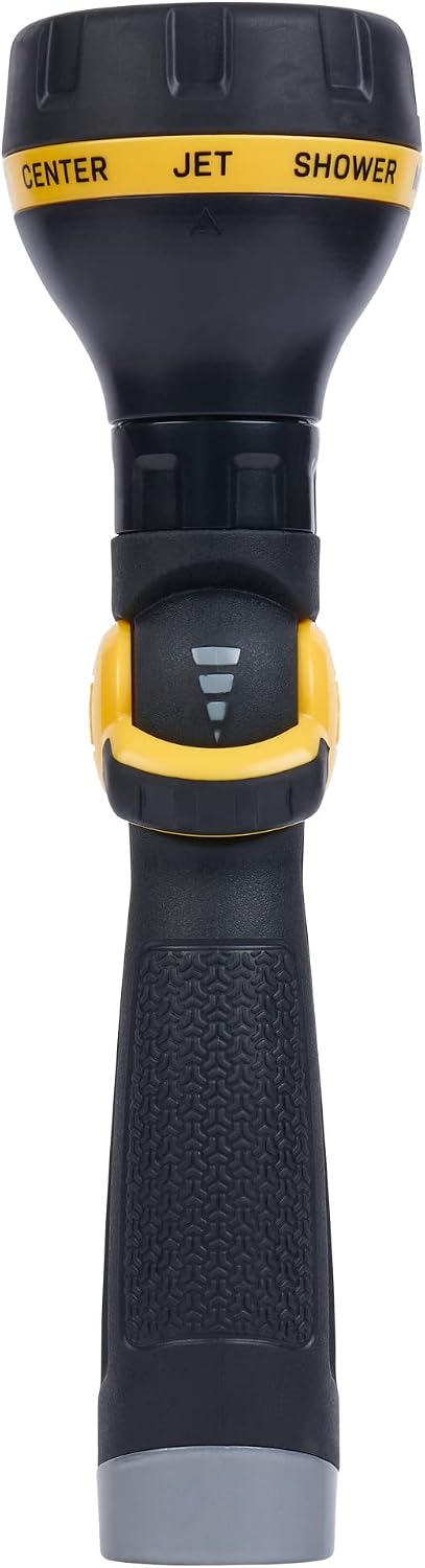 65187AMZ RelaxGrip 8-Pattern Hose Nozzle with Quick Connect Bundle, Ergonomic Rear Trigger, Lightweight Water Nozzle, Arthritis Foundation Ease of Use Certified, Black, Yellow