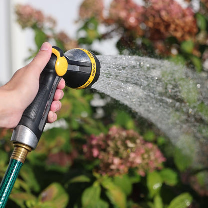 65187AMZ RelaxGrip 8-Pattern Hose Nozzle with Quick Connect Bundle, Ergonomic Rear Trigger, Lightweight Water Nozzle, Arthritis Foundation Ease of Use Certified, Black, Yellow