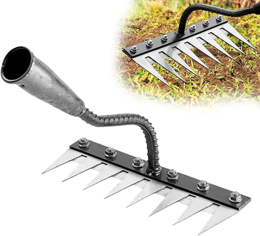 Weed Puller Tool - Upgrade Iron Weeding Rake, 2026 New Iron Rake for Gardening and Weeding, 8 Teeth Manual Weeder Remover Too, Detachable Garden Weeder Tool for Dethatching Lawn Loosening