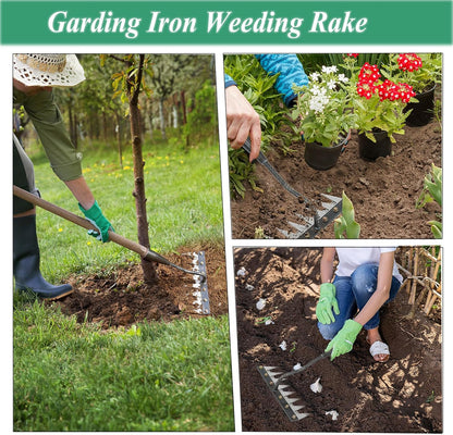 Weed Puller Tool - Upgrade Iron Weeding Rake, 2026 New Iron Rake for Gardening and Weeding, 8 Teeth Manual Weeder Remover Too, Detachable Garden Weeder Tool for Dethatching Lawn Loosening
