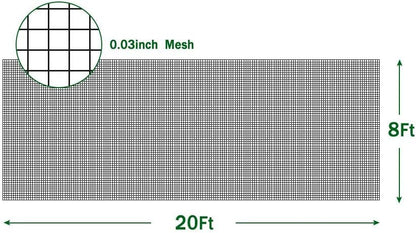Garden Netting 8'x20' Insect Pest Barrier Bird Netting for Garden Protection,Row Cover Mesh Netting for Vegetables Fruit Trees and Plants,Black