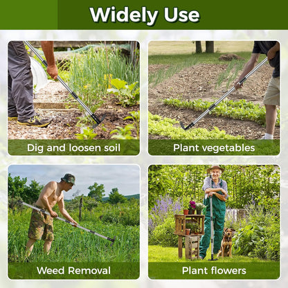 Weed Puller Tool with Long Handle - 54" Heavy Duty Manual Weeder & Garden Hoe, 2 in 1 Uprooting Tool for Yard, Lawn, Flower Bed, and Patio, Durable Weed Remover for Gardening (54")