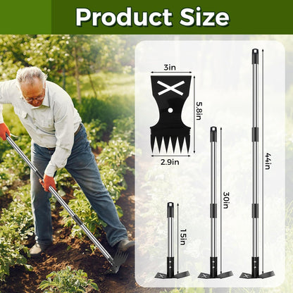 Weed Puller Tool with Long Handle - 54" Heavy Duty Manual Weeder & Garden Hoe, 2 in 1 Uprooting Tool for Yard, Lawn, Flower Bed, and Patio, Durable Weed Remover for Gardening (54")