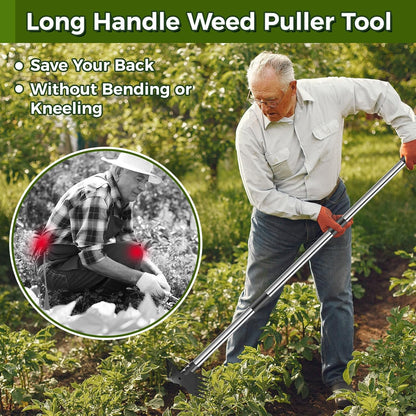 Weed Puller Tool with Long Handle - 54" Heavy Duty Manual Weeder & Garden Hoe, 2 in 1 Uprooting Tool for Yard, Lawn, Flower Bed, and Patio, Durable Weed Remover for Gardening (54")